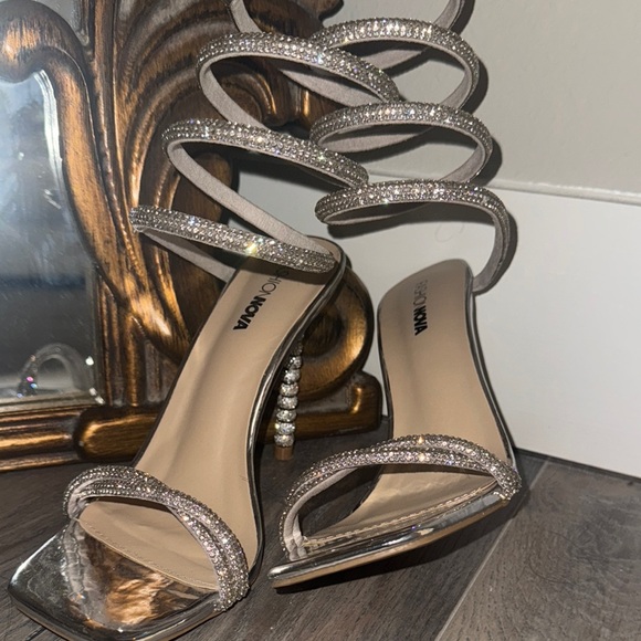 Fashion Nova Shoes - Fashion Nova Silver Rhinestone Stiletto Heels